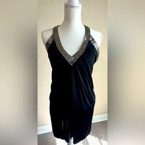 BCBGMaxAzria Halter Disco Dress with Silver Chain Mail